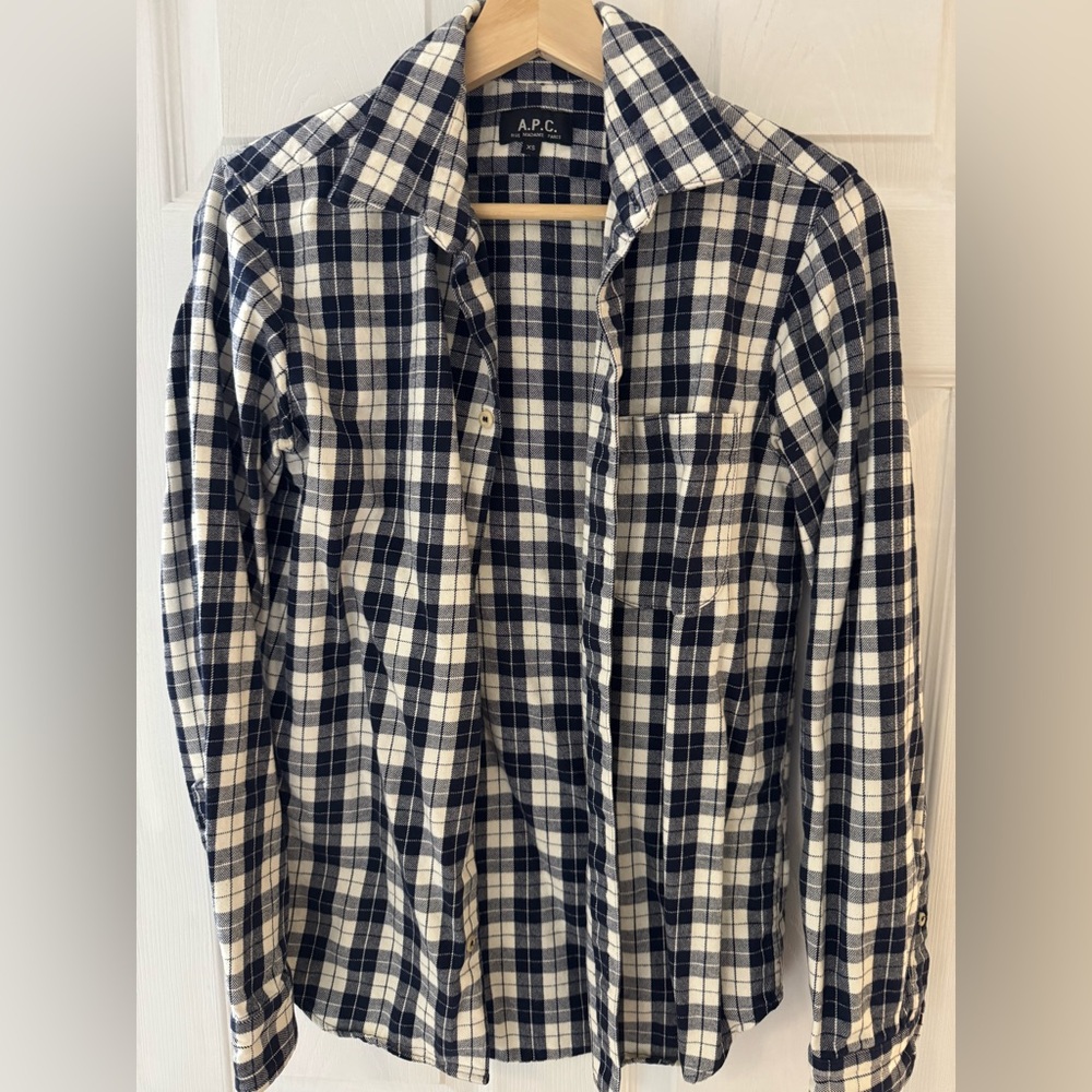 A.P.C. Black and White Casual Button Down Shirt